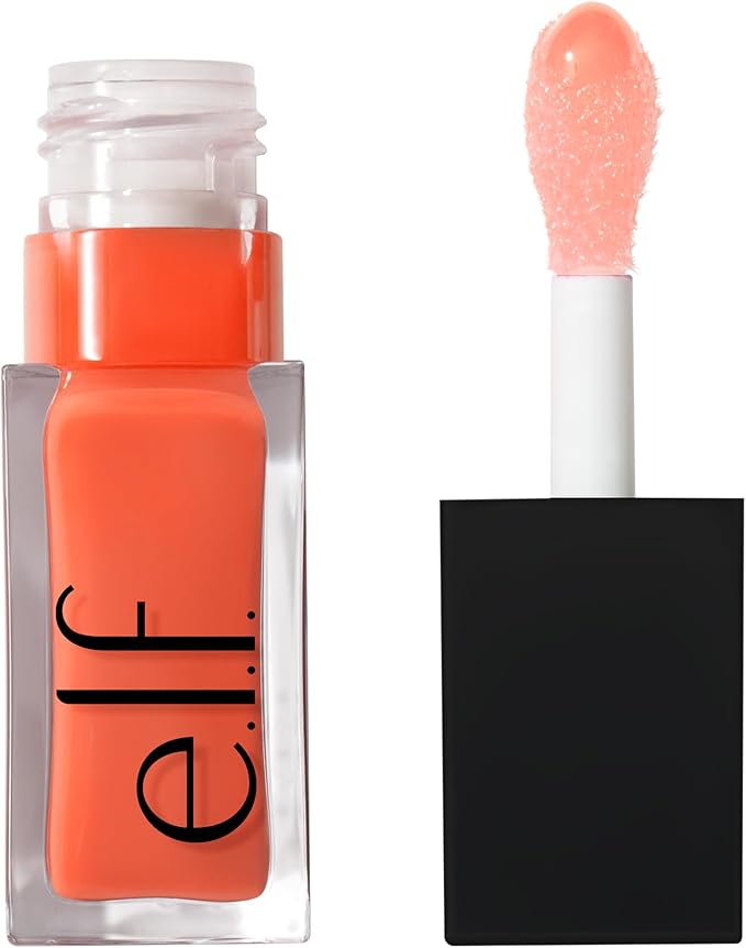 e.l.f. Glow Reviver Lip Oil, Nourishing Tinted Lip Oil For A High-Shine Finish, Infused With Jojoba Oil, Vegan & Cruelty-Free, Coral Fixation