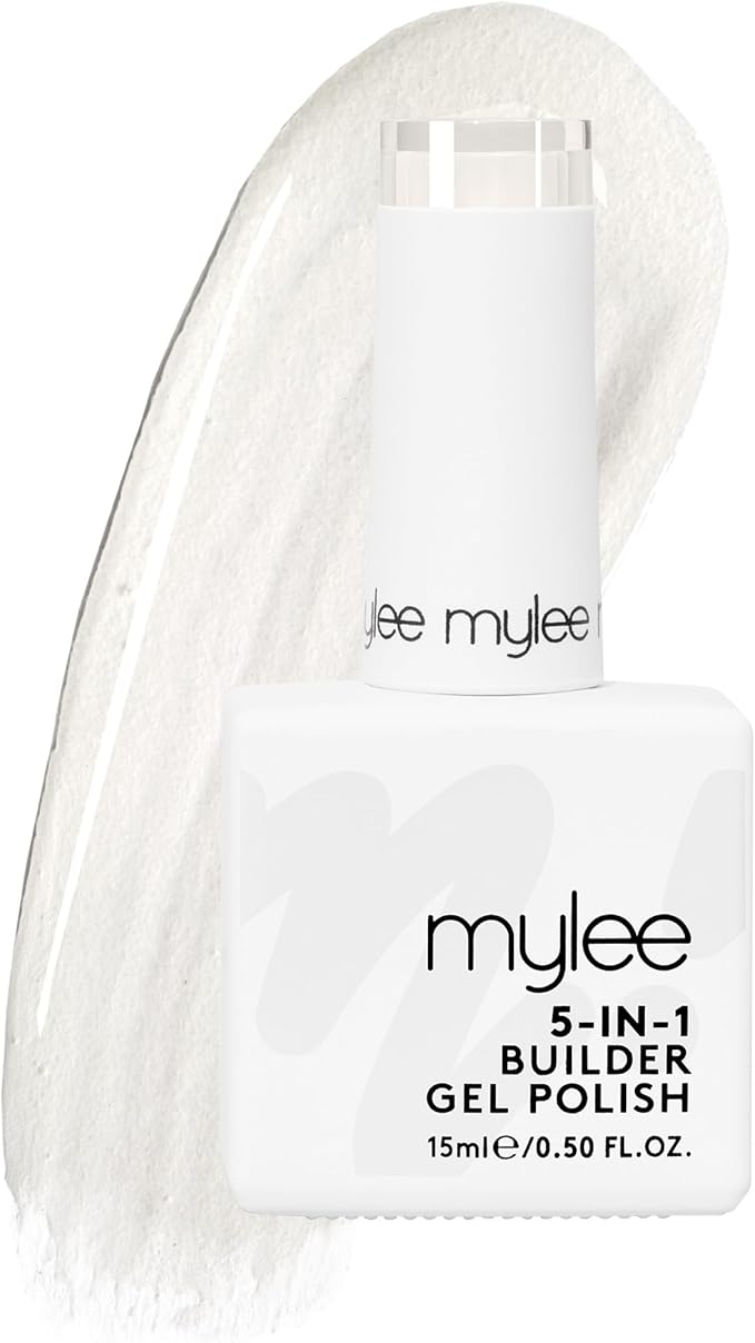 Mylee 5 in 1 Builder Base Strengthening Gel 15ml, UV/LED Nail Polish Coat for Hard Strong Nails Tips & Extensions, For Nail Art Decoration, Decals & Jewels, Professional Manicure Repair (Clear)