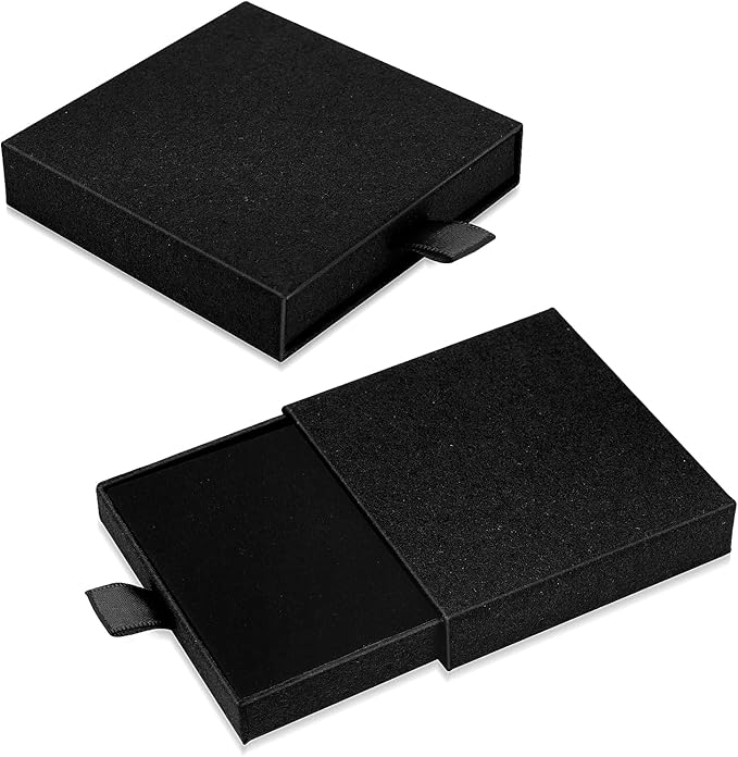 Yolev 2 Pack Jewelry Gift Boxes Cardboard Jewelry Boxes, 2.9x3.1x0.7Inch Small Gift Boxes for Bracelets Earrings Necklaces Jewelry Gift (Black)