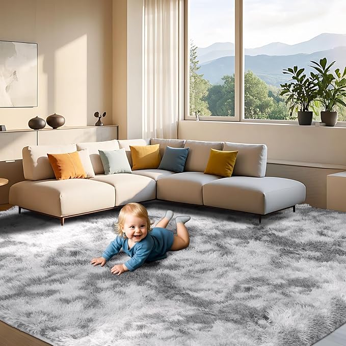 Rugs Living Room - 160x230cm Soft Fluffy Large Rug for Living Room - Washable Area Rug Antiskid Shaggy Carpets Suit for Bedroom Dorm Nursery Kids Room Office Lounge Home Decor
