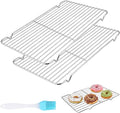 2 Pcs Cooling Racks for Baking Cooling Rack, 30x20 cm Stainless Steel Wire Grill Rack Grid, Grill Oven Racks, Baking Tray for Cake Bread Meat Cooking Roasting Grilling or Drying, with Bake Brush