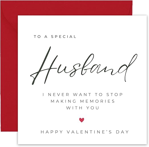 Valentines Day Card and Keepsake Gift for Him – Romantic Valentine’s Card for Husband – includes Luxury Crimson Envelope - size 14cm