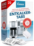 Cunea 20x Descaling Tablets for Coffee Machines & Kettles - Powerful Limescale Remover & Cleaner, Compatible with Delonghi, Tassimo, Bosch, Nespresso