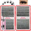 Lash Clusters Wispy 384pcs Eyelash Clusters 8-16mm Cluster Eyelash Extensions Natural Volume Lash Bond and Seal Tweezer DIY Individual Lashes Clusters with Soft Thin Band(D04-Plus-Kit)