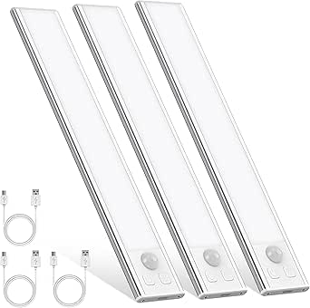 OUILA LED Cabinet Light with Motion Sensor, Magnetic, Rechargeable, Dimmable, for Kitchen, Staircase, Living Room, Bathroom, Bedrooms