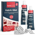 SOL 2pk x 50ml Fabric Glue Strong with Spreader & Tape Measure - Scout Badge Adhesive for Crafts, Upholstery, Material, Textile, Felt or Wool - Waterproof, Flexible, Fast Drying, Durable Bond