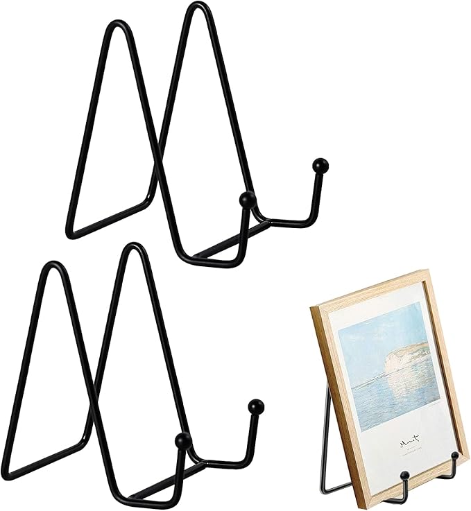 2 pcs Plate Stands for Display,Plate Holder Easel Display Stand,Metal Plate Stands for Display Tabletop Picture Stand,Black Iron Easels for Photo,Pictures,Decorative Plate Dish and Tabletop Art(Black)