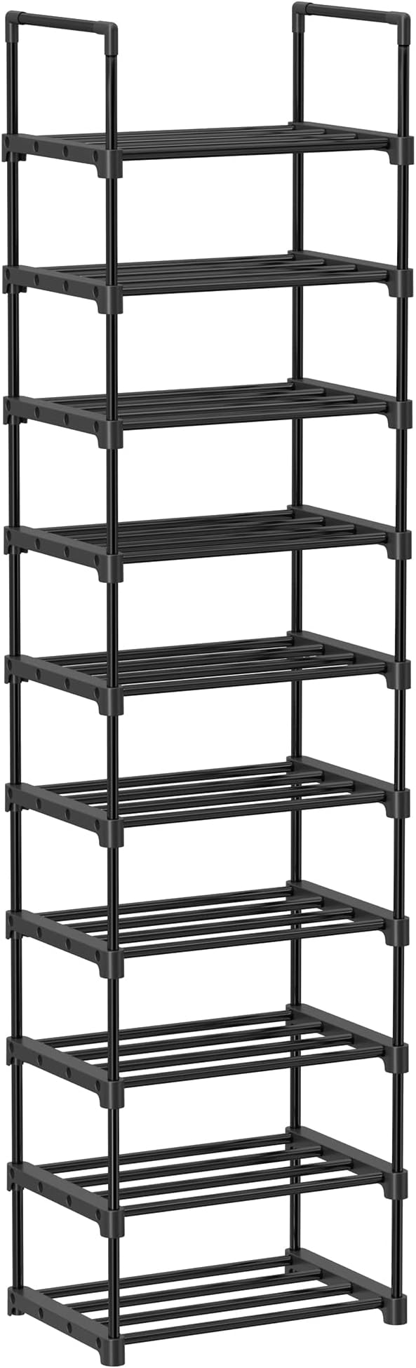 SONGMICS Shoe Rack, 10-Tier Metal Shoe Storage Organiser, Customisable Design, Metal Frame, Space-Saving Rack, for Dressing Room, Hallway, 30 x 45 x 174 cm, Black LSA25BK