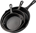 nuovva Pre-Seasoned Cast Iron Skillet Frying Pans Oven Safe Cookware for Indoor & Outdoor Use - Grill, StoveTop, Black (3-Piece Chef Set 6-Inch 15cm, 8-Inch 20cm, 10-Inch 25cm)