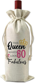 VELENTI 60th Birthday Gifts for Women - Decorative Wine Bag Gift with Witty Quote Cute Female Turning 60 Best Friend Gifts, Wife, Mom, Coworker, Sister Red, Champagne