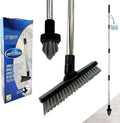 Angled Grout Cleaning Brush, Stiff Bristle Bath Scrubber Floor Grout Cleaner with 4-section Metal Handle, Swivel Head Floor Scrubbing Brush with Long Handle for Tiles, Bathroom & Hard-to-Reach Corners