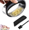 Garlic Press Rocker Stainless Steel, Garlic Mincer Tool with Garlic Peeler Tube, Sturdy Garlic Crusher Garlic Presser with Ergonomic Handle, Garlic Slicer & Grinder Extracts More Garlic Paste