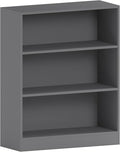 Vida Designs Cambridge 3 Tier Low Bookcase, Grey Wooden Shelving Display Storage Unit Office Living Room Furniture