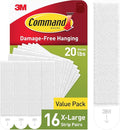 Command 20 lb X-Large Picture Hanging Strips, 16 Pairs White Strips Heavy Duty, Damage-Free Picture Hanger