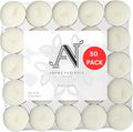 Aroma Naturals London Unscented Tealight Candles Pack of 50 | 4-Hour Slow Burn Time | Standard Size D3.8 x H1.45cm | White Wax Candlelight | Aluminium Cups Tea Lights | Bag of (50) Halloween Candles