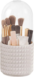 Makeup Brush Holder With Lid Organiser Storage - 360° Rotating Spinning Make Up Organiser Adjustable Pencil Pen Holder Rack for Bathroom Drawers Vanities Countertops Office Desk White, 1002
