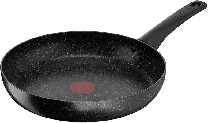 Tefal Titanium Stone Frying Pan 28 cm, High-Performance Non-Stick Durable Coating, Metal Safe, All Hobs Including Induction, Thermo-Signal, Black, E1050644