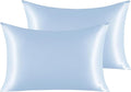 NTBAY Silk Satin Pillowcases - Satin Pillowcase for Hair and Skin, Pillow Cases 2 Pack with Envelope Closure, 50x75 cm, Light Blue