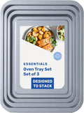 3 Pack Essentials Non-Stick Baking Oven Tray Set 35cm, 31cm & 28cm Multi-Pack Oven/Pan Dishwasher Safe & Easy to Clean (Set of 3 (1 x 35, 1 x 31 & 1 x 28cm))