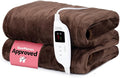 LIVIVO Electric Heated Blanket, 160x130cm – Ultra Soft Fleece Electric Over Blanket Throw with 9 Heat Settings, Timer, Auto Shut-Off – Energy Efficient & Machine Washable - Chocolate Brown