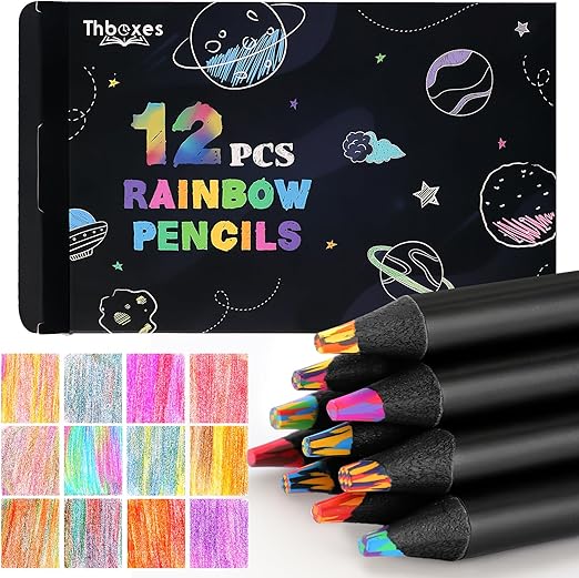Easter Gifts for Kids,12 Rainbow Pencils,colouring pencils for Adults,Art Supplies Drawing Coloured Pencils,Birthday Gifts for Kids Girls Boys Teenagers Children