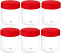 ANGIX 6 x 100ml Plastic Storage Jars with Screw Top Lids, Airtight Food Storage Containers for Kitchen, Food, Spices, Herbs & Sweets, Clear Canister Pots (RED)