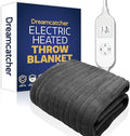 Dreamcatcher Grey Heated Throw Electric Blanket, 160 x 120cm Heated Blanket Machine Washable Soft Fleece Electric Throw Overblanket with 12HR Timer and 9x Control Heat Settings