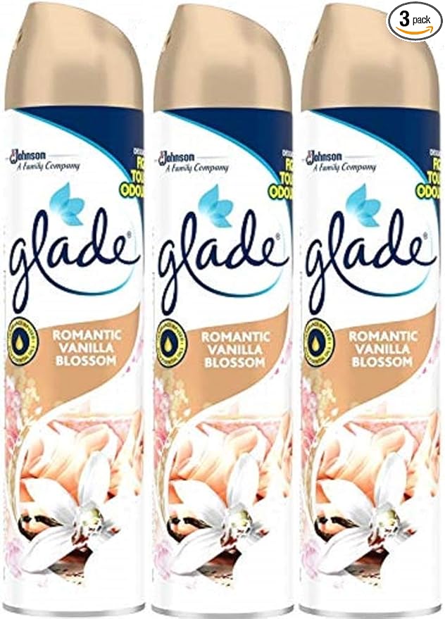 glade 3 x Aerosol Air Freshener 300ml - Romantic Vanilla Blossom