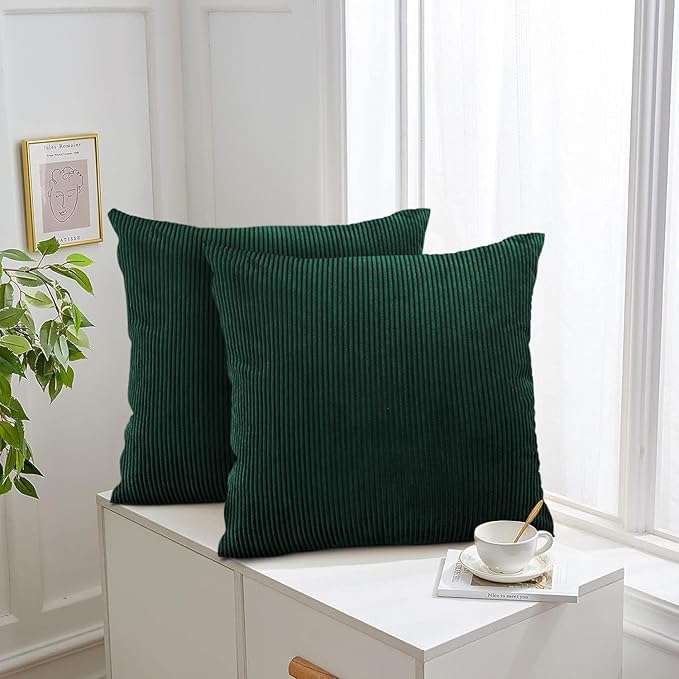 Aspire Homeware Emerald Cushions with Covers Included 45 x 45 cm Pack of 2 (2-Cushion Covers, 2-Inserts) with Invisible Zipper Pattern Cushion for Home Décor, Bedroom & Sofa (18x18 Inchs)