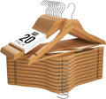Utopia Home Natural Wooden Coat Hangers 20 Pack – Strong Solid Wood Clothes Hangers with 360° Swivel Hook, Trouser Bar & Shoulder Notches – Durable Slim Space Saver for Suits, Jackets, Coats, Shirts.