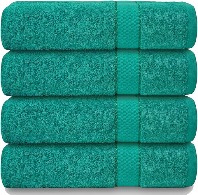 Casabella Pack of 2 Large Jumbo Bath Sheets 100% Egyptian Combed Cotton Big Beautiful Towels (2 Bath Sheet, Jade Green) (2 Bath Sheet, Jade Green)