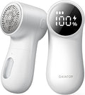 GAIATOP Fabric Shaver, Rechargeable Lint Remover Sweater Defuzzer, Intelligent Digital Display Lints Shaver Fuzzs Pills Bobbles Trimmer for Clothes and Furniture White(1 pcs)