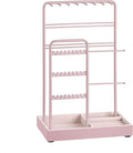 SONGMICS Jewellery Stand, Jewellery Organiser, Jewellery Display Stand with Metal Frame and Velvet Tray, Earring Bracelet Holder, Necklace Stand, for Studs, Rings, Gift Idea, Jelly Pink JJS021R01