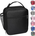 Portable Insulated Lunch Bag with Side Mesh Pocket for Adults/Kids/Men/Women,Water-Resistant Leakproof Soft Cooler Bag Durable Thermal Lunch Box for Work/School/Picnic/Outdoor(Black)
