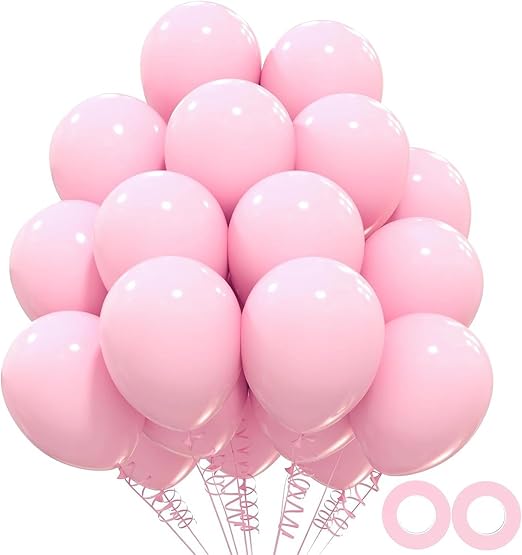 Pink Balloons, 50 Pcs 12 Inch Balloons, Baby Pink Latex Balloon for Birthday Party, Gender Reveal, Bridal Shower, Baby Shower Wedding, and Princess Theme Girls Party Decorations