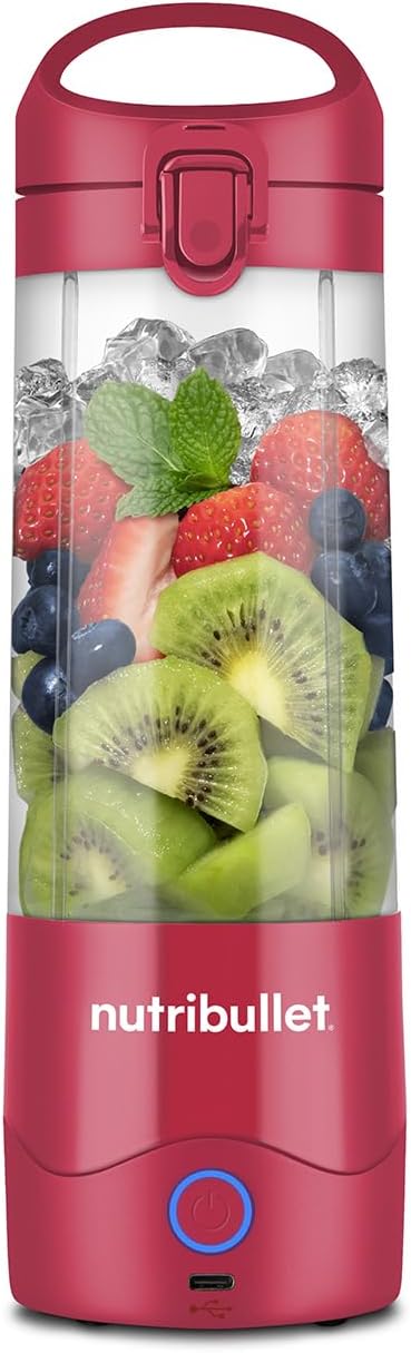 nutribullet Portable Blender in Magenta - Powerful Extractor Blade, 475ml Cup, To-Go Lid, USB-C Charging Cable & User Guide - Delivers 15+ Blending Cycles - Healthy Shakes On The Move