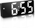 JQGO Alarm Clock Digital Battery Powered, LED Travel Alarm Clocks Beside Mains Powered Non Ticking with Snooze Temperature Date Time Brightness Adjustable for Kids Adults, Black