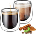 glastal Double Walled Espresso Coffee Glass Cups Glasses Borosilicate Glasses for Tea Dessert 100ml (4oz) Set of 2
