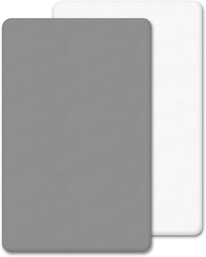 2 x Next to Me Crib Fitted Sheets (85 x 51 cm) | Hypoallergenic, Ultra Soft Brushed Microfibre Oeko-tex Standard100 Sheets | Comfy & Breathable Sheets For Girl & Boy (White & Grey, 85 x 51 cm)