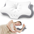 Cervical Neck Pillow for Side Sleeper – Ergonomic Memory Foam Pillow for Pain Relief Contour Orthopedic Bed Pillow for Neck Support with Cooling Cover – Ideal Christmas Birthday Gift for Women Men
