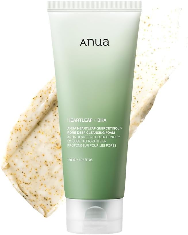 Anua Heartleaf Quercetinol Pore Deep Cleansing Foam, Face wash for Double Cleansing, Gentle Pore Cleanser with BHA, Hydrating Daily Facial Cleanser For Double Cleansing, Korean Skincare (5.07 fl.oz.)