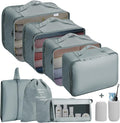 Jsdoin Packing Cubes for Suitcase,9 PCS Travel Luggage Packing Cubes for Backpack, Waterproof Essentials Suitcase Organiser Bags, Travel Accessories (Grey)