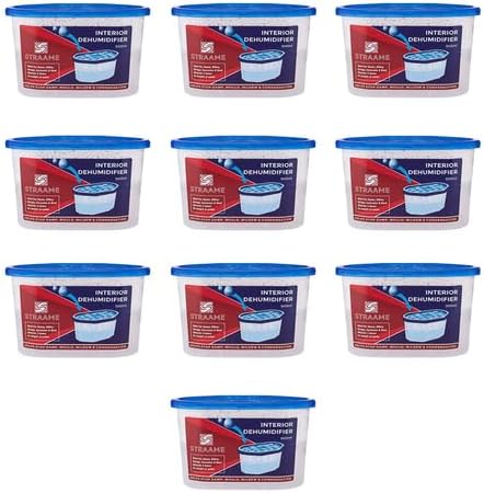 Straame Home | Interior Dehumidifier | Helps Prevent Damp, Mildew, Mould and Condensation | Long Lasting | Hydrophilic Crystals | Ideal for Any Room | (Interior, 10)