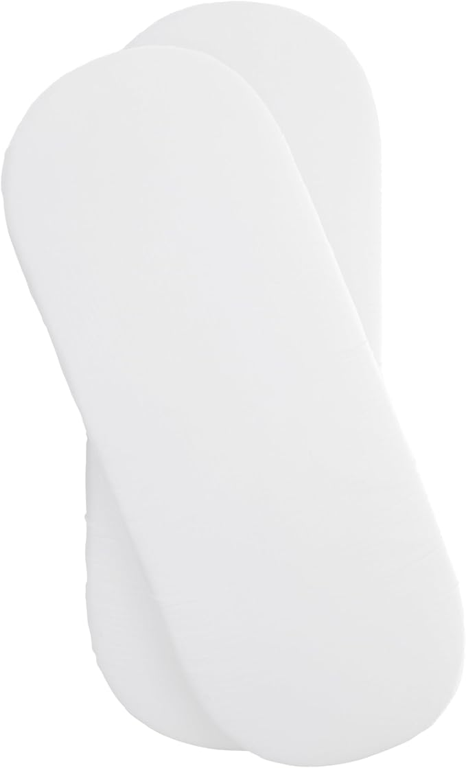 Clair de Lune 2 Pack Fitted Jersey Cotton Moses Basket Sheets 74 x 30 cm (White)