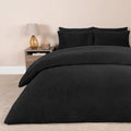 Brentfords Teddy Fleece Duvet Cover Single Black, Fluffy Christmas Bedding Single Quilt Cover Winter Bed Set Comfy Soft Warm Duvet Set with Pillowcase Easy Care