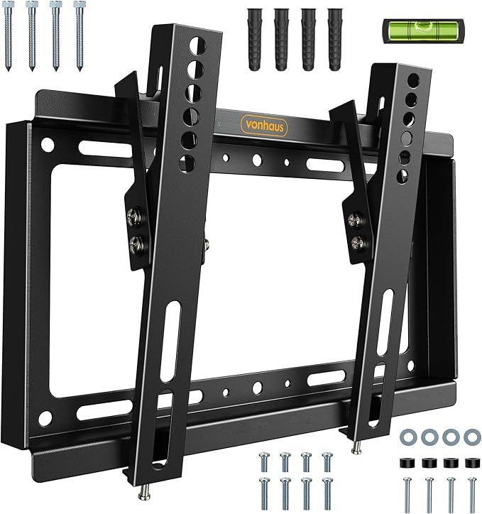 VonHaus TV Wall Bracket for 23-45" Screens, TV Bracket with Spirit Level, Flat to Wall Mount with Tilt, 30kg Capacity, Max VESA: 200x200mm