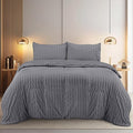 Utopia Bedding Seersucker Duvet Cover Set - Duvet Cover Double with Pillowcases - Soft Microfibre Polyester Seersucker Bedding (Grey)