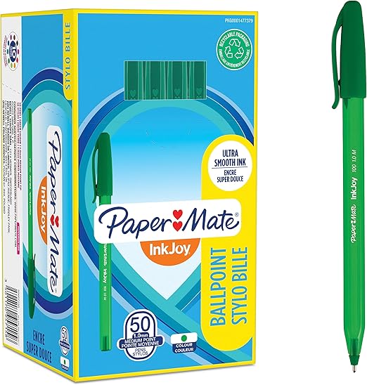 Paper Mate InkJoy 100ST Ballpoint Pens | Medium Point (1.0 mm) | Green | 50 Count