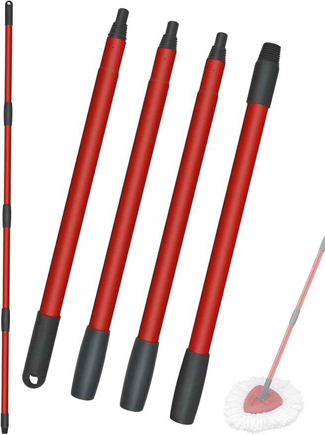 1 Pack Spin Mop Replacement Handle Fits Vileda EasyWring and Triangle Spin Mop Base 4 Section Adjustable 15 to 57 Inch Mop Stick for Floor Cleaning （Note: mop Head and The Base did not Included）