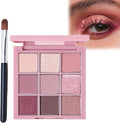 Pink Make-Up Palette - 9 Colour Glitter Matte & Shimmer Glitter Eye Shadow Pallets, Bright Eyeshadows, Long Lasting & Highly Pigmented